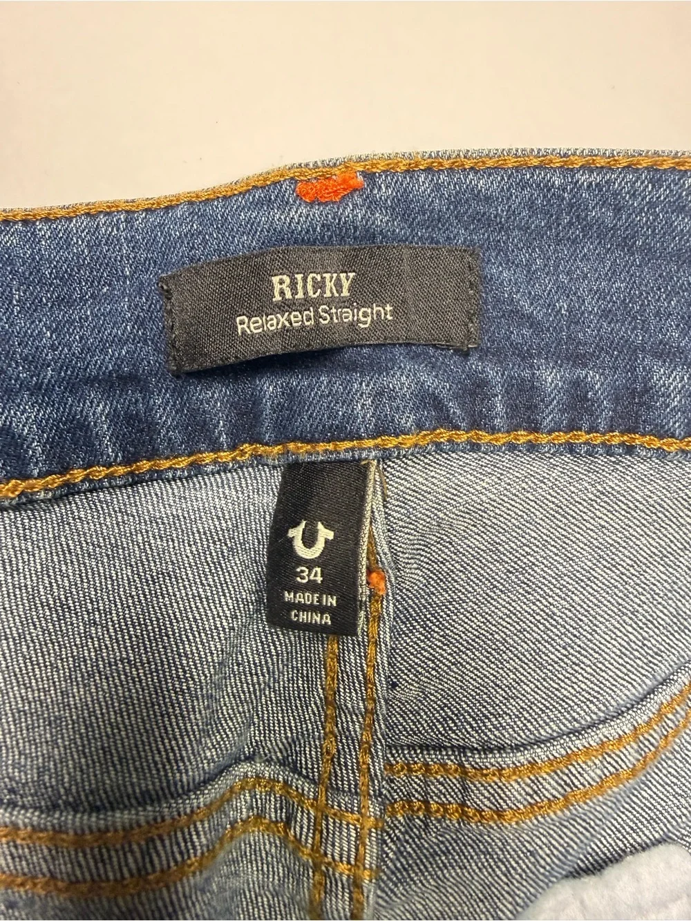 TRUE RELIGION JEANS Ricky SN FLAP RELAXED Straight Fit Men’s Size 34x34 Blue NWT